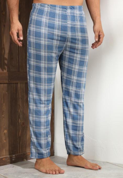 Pantaloni de Pijama ,Big Size ,Barbati,Culoare Albastru cu Gri ,Engros